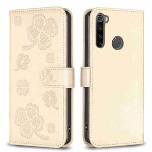 For Xiaomi Redmi Note 8 Four-leaf Embossed Leather Phone Case(Gold)