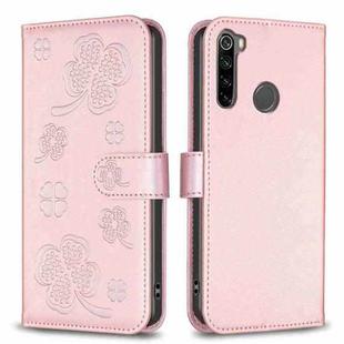 For Xiaomi Redmi Note 8 Four-leaf Embossed Leather Phone Case(Pink)