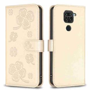 For Xiaomi Redmi Note 9 Four-leaf Embossed Leather Phone Case(Gold)