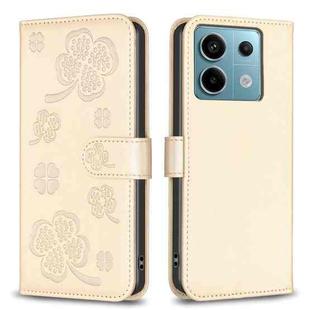 For Xiaomi Redmi Note 13 Pro 4G Global Four-leaf Embossed Leather Phone Case(Gold)