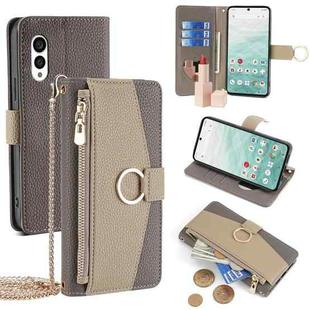 For Fujitsu Arrows N F-51C Crossbody Litchi Texture Leather Phone Case(Grey)