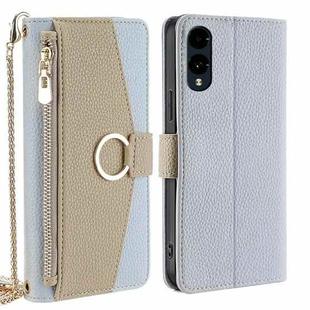 For Fujitsu Arrows We2 Crossbody Litchi Texture Leather Phone Case(Blue)