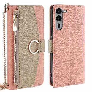 For Fujitsu Arrows We2 Plus Crossbody Litchi Texture Leather Phone Case(Pink)