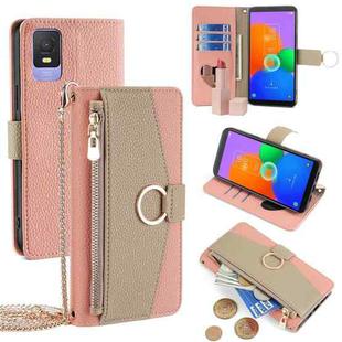 For TCL 403 Crossbody Litchi Texture Leather Phone Case(Pink)