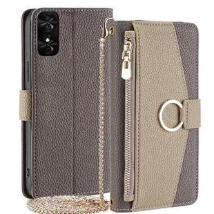 For TCL 50 SE 4G Crossbody Litchi Texture Leather Phone Case(Grey)