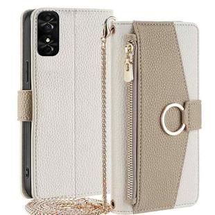 For TCL 50 SE 4G Crossbody Litchi Texture Leather Phone Case(White)