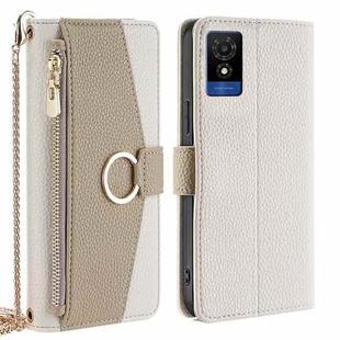 For TCL 501 4G Crossbody Litchi Texture Leather Phone Case(White)