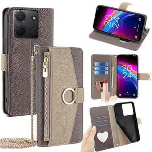 For TCL 503 4G Crossbody Litchi Texture Leather Phone Case(Grey)