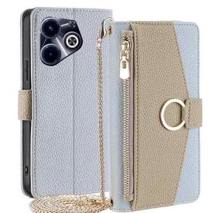 For Infinix Hot 40i Crossbody Litchi Texture Leather Phone Case(Blue)