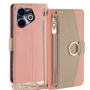 For Infinix Hot 40i Crossbody Litchi Texture Leather Phone Case(Pink)