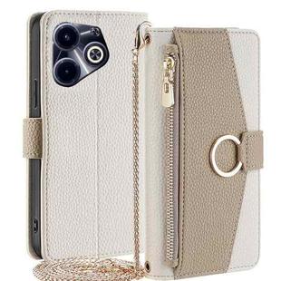 For Infinix Hot 40i Crossbody Litchi Texture Leather Phone Case(White)