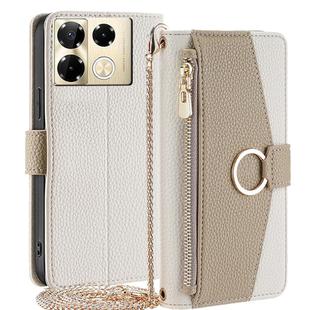 For Infinix Note 40 Pro 4G Crossbody Litchi Texture Leather Phone Case(White)