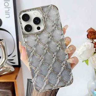 For iPhone 14 Pro Star Flower Electroplated TPU Phone Case with Gradient Glitter Paper(Silver)