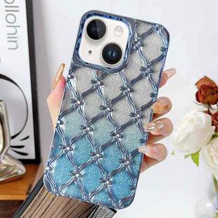 For iPhone 13 Star Flower Electroplated TPU Phone Case with Gradient Glitter Paper(Blue)