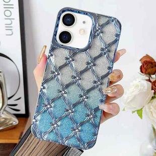 For iPhone 12 Star Flower Electroplated TPU Phone Case with Gradient Glitter Paper(Blue)