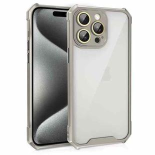 For iPhone 15 Pro Max Shockproof Acrylic Phone Case with Lens Glass Film(Grey)