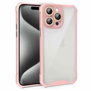 For iPhone 15 Pro Shockproof Acrylic Phone Case with Lens Glass Film(Pink)