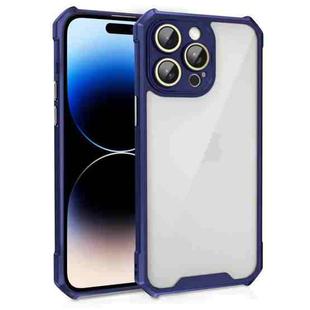 For iPhone 14 Pro Shockproof Acrylic Phone Case with Lens Glass Film(Blue)