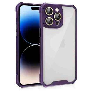 For iPhone 14 Pro Max Shockproof Acrylic Phone Case with Lens Glass Film(Purple)
