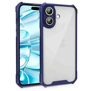 For iPhone 16 Plus Shockproof Acrylic Phone Case with Lens Glass Film(Blue)