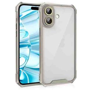 For iPhone 16 Plus Shockproof Acrylic Phone Case with Lens Glass Film(Grey)