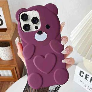 For iPhone 15 Pro Max Bear Shape Oil-sprayed TPU Phone Case(Dark Purple)