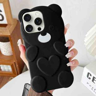 For iPhone 15 Pro Max Bear Shape Oil-sprayed TPU Phone Case(Black)
