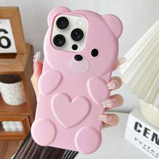 For iPhone 15 Pro Max Bear Shape Oil-sprayed TPU Phone Case(Pink)