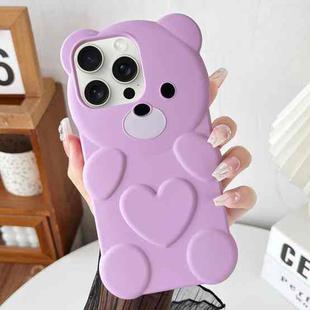 For iPhone 14 Pro Bear Shape Oil-sprayed TPU Phone Case(Light Purple)