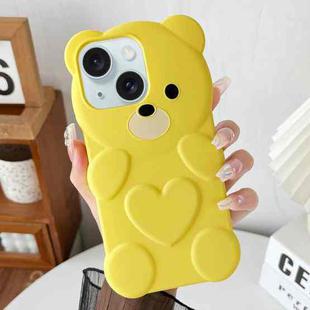 For iPhone 13 Bear Shape Oil-sprayed TPU Phone Case(Yellow)