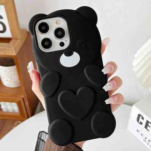For iPhone 12 Pro Max Bear Shape Oil-sprayed TPU Phone Case(Black)