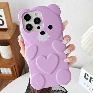 For iPhone 12 Pro Bear Shape Oil-sprayed TPU Phone Case(Light Purple)