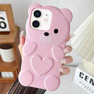 For iPhone 11 Bear Shape Oil-sprayed TPU Phone Case(Pink)