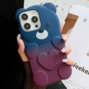 For iPhone 12 Pro Max Bear Shape Oil-sprayed Gradient TPU Phone Case(Blue Purple)