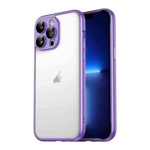 For iPhone 13 Pro Macaron PC Phone Pure Border Frame with Lens Glass Film(Purple)