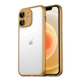 For iPhone 12 Macaron PC Phone Pure Border Frame with Lens Glass Film(Gold)