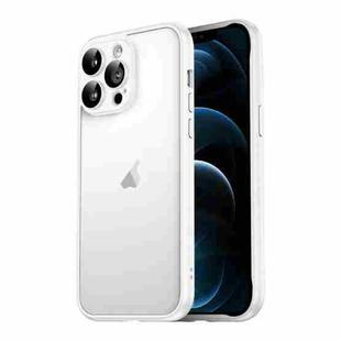 For iPhone 12 Pro Max Macaron PC Phone Pure Border Frame with Lens Glass Film(White)