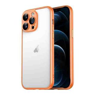 For iPhone 12 Pro Max Macaron PC Phone Pure Border Frame with Lens Glass Film(Orange)