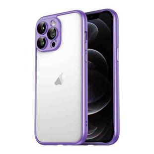 For iPhone 12 Pro Macaron PC Phone Pure Border Frame with Lens Glass Film(Purple)