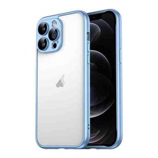 For iPhone 12 Pro Macaron PC Phone Pure Border Frame with Lens Glass Film(Blue)