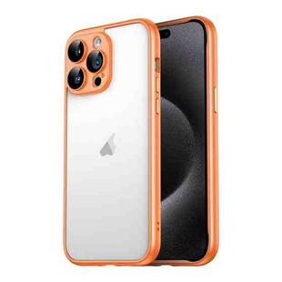 For iPhone 15 Pro Macaron PC Phone Pure Border Frame with Lens Glass Film(Orange)