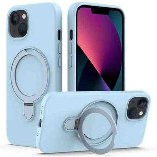 For iPhone 15 MagSafe Magnetic Liquid Silicone Phone Case with Ring Holder(Sky Blue)