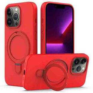 For iPhone 15 Pro Max MagSafe Magnetic Liquid Silicone Phone Case with Ring Holder(Red)