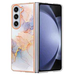 For Samsung Galaxy Z Fold5 5G Electroplating IMD TPU Phone Case(White Marble)