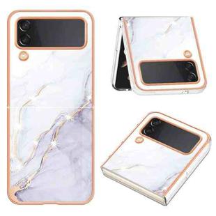 For Samsung Galaxy Z Flip3 5G Electroplating Marble Dual-side IMD Phone Case(White 006)