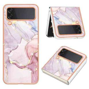 For Samsung Galaxy Z Flip3 5G Electroplating Marble Dual-side IMD Phone Case(Rose Gold 005)