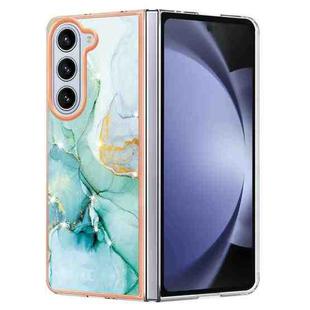 For Samsung Galaxy Z Fold5 5G Electroplating Marble Dual-side IMD Phone Case(Green 003)