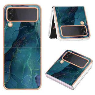 For Samsung Galaxy Z Flip3 5G Electroplating Marble Dual-side IMD Phone Case(Green 017)