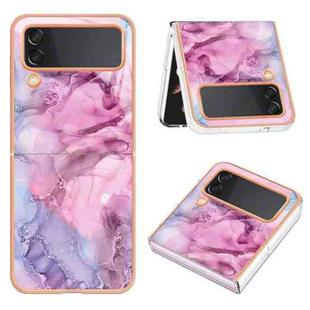 For Samsung Galaxy Z Flip3 5G Electroplating Marble Dual-side IMD Phone Case(Pink 013)