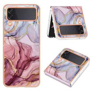 For Samsung Galaxy Z Flip3 5G Electroplating Marble Dual-side IMD Phone Case(Rose Red 014)